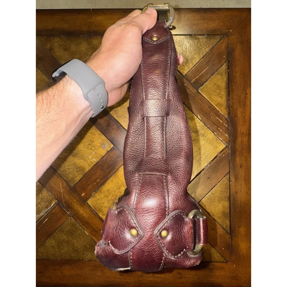 Vintage 2008 Michael Kors Collection‎ Burgundy Brown Leather Hobo Bag - Picture 5 of 9